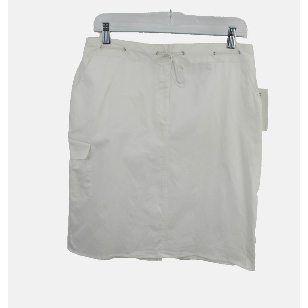 Worthington Midi Skirt Womens 12 White Cargo Pockets Drawstring Stretch Y2K